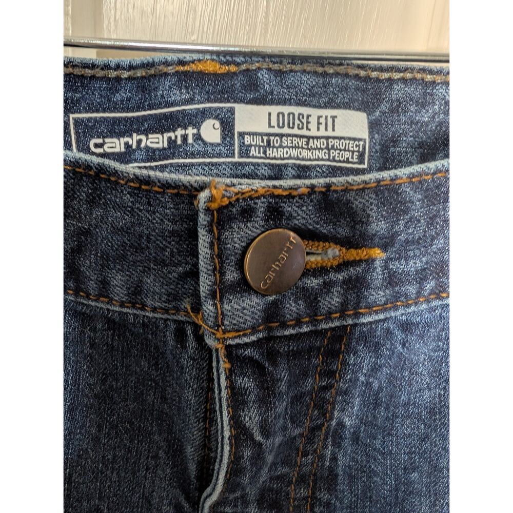 Carhartt Jeans Mens 44x30 Blue Loose Fit Carpenter Utility Denim (947) - Picture 2 of 8